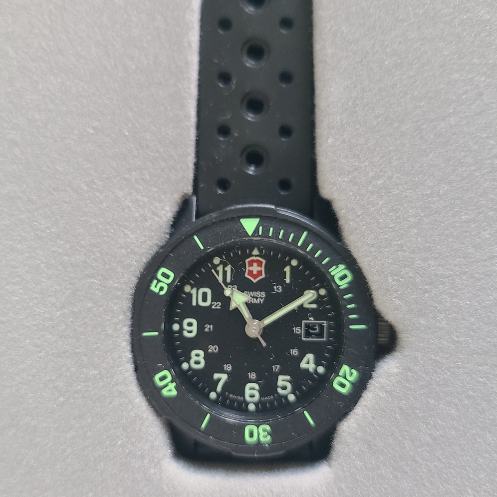 Vintage Swiss Army Black and Green Women's Watch